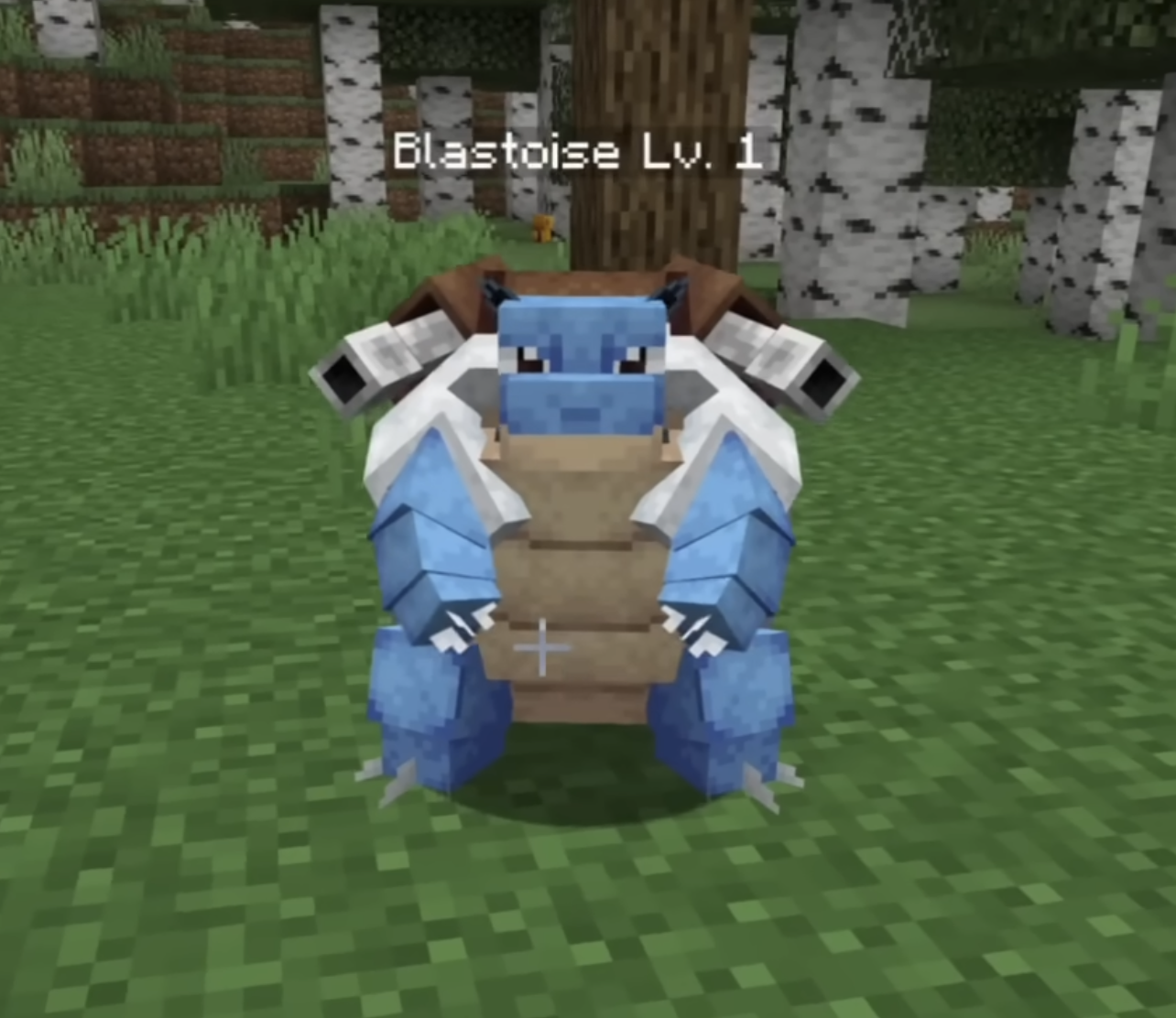 Small Blastoise at low level showing Cobblemon 1.8 size variation