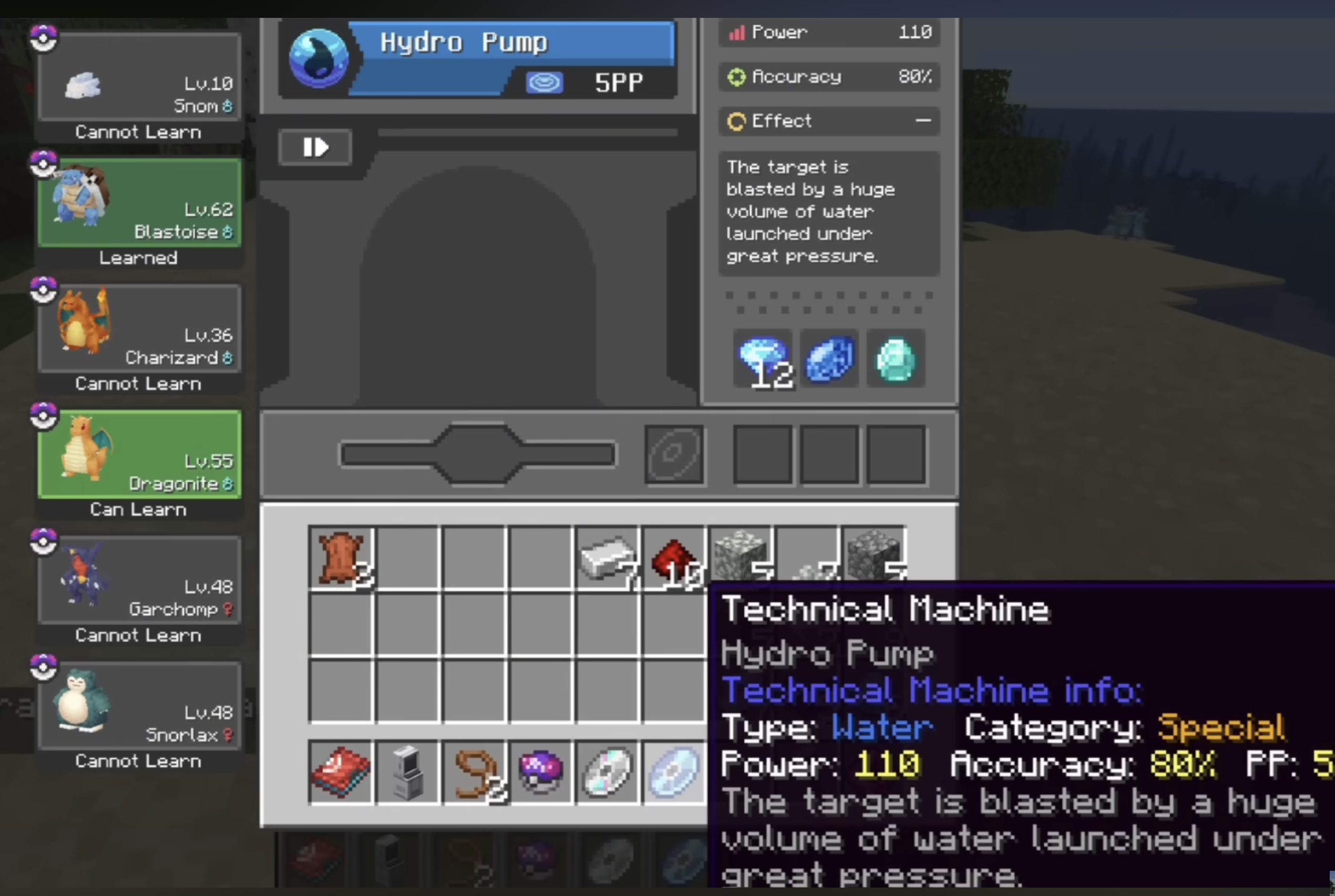 TM items and crafting in Cobblemon 1.8
