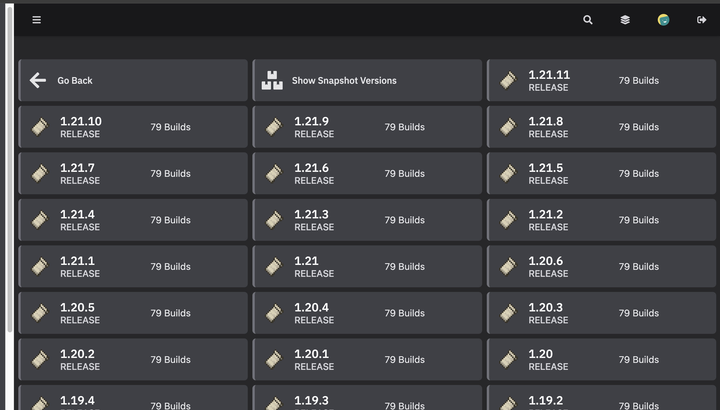 Mod loader version selection